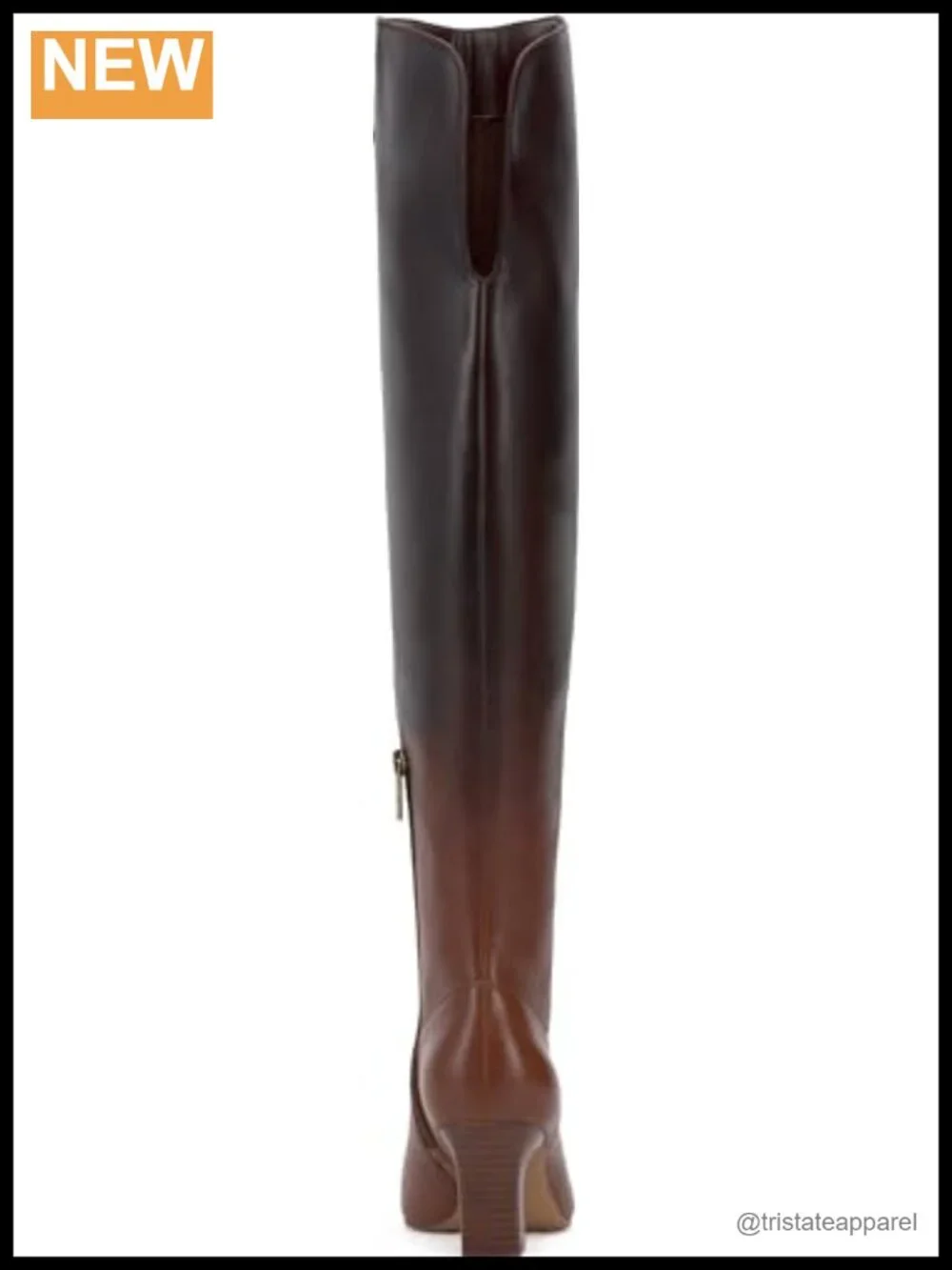 Women's Over-the-Knee Stacked Heel Leather Boots with Zip